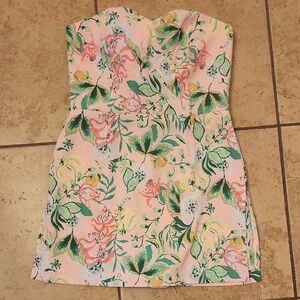Lilly Pulitzer Strapless Pink Floral Print Dress